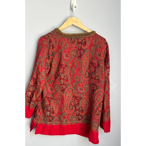 SOFT SURROUNDINGS sz M wool blend paisley caftan top EUC - Picture 5 of 5